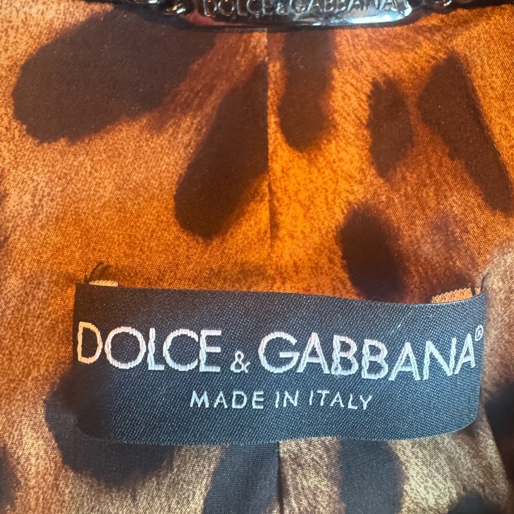 Dolce & Gabbana Suit F1275T Black Stretch Leopard Lined Pant Blazer IT44 8 10 M - Picture 15 of 17